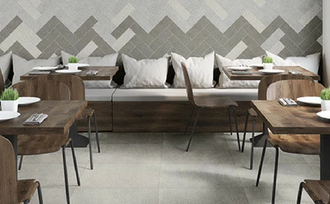 FloridaTile on walls in herringbone pattern